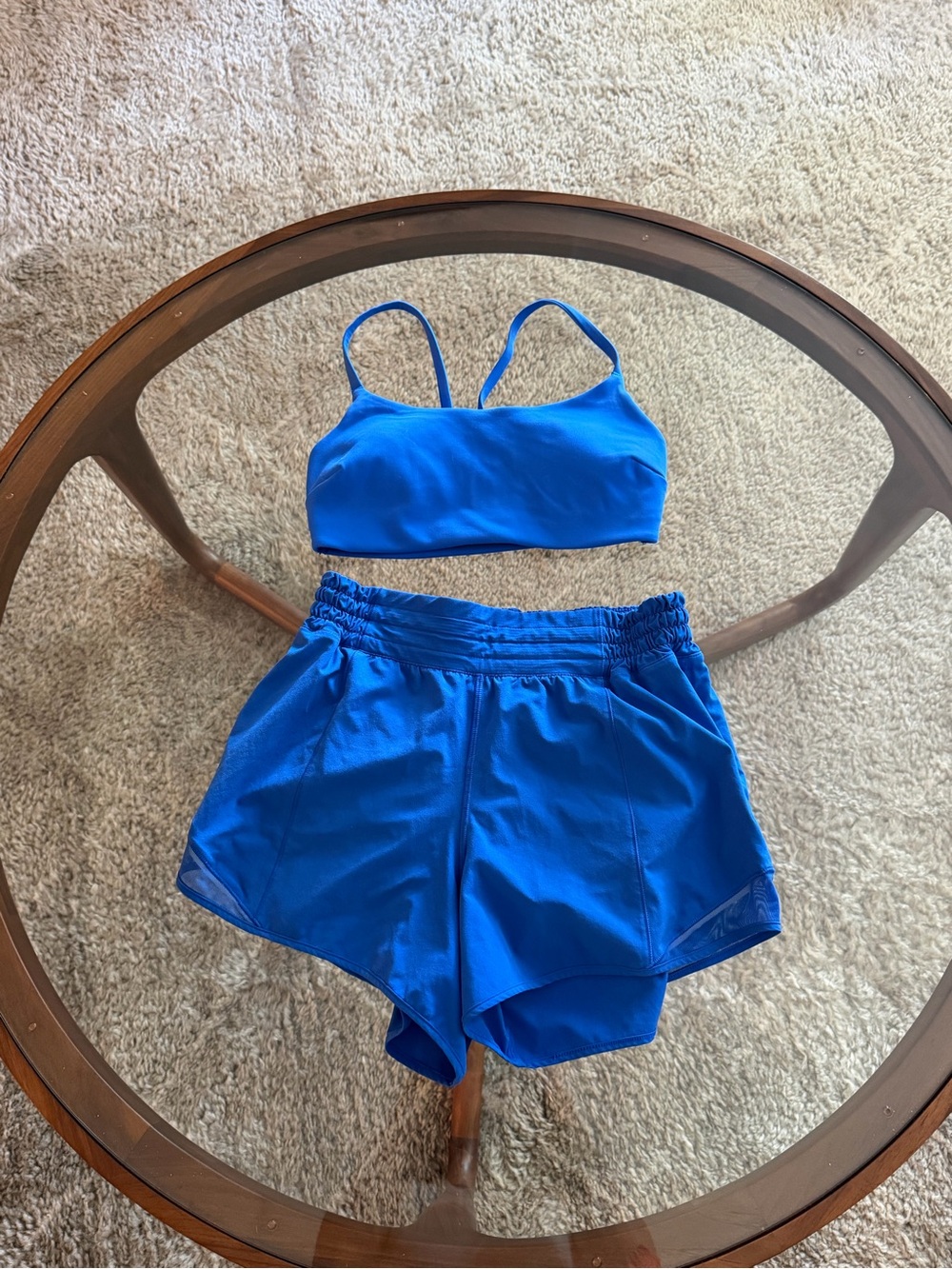 lululemon Cerulean Blue running set. Hottie Hot Shorts & Wunder Train Bra - Picture 3 of 6
